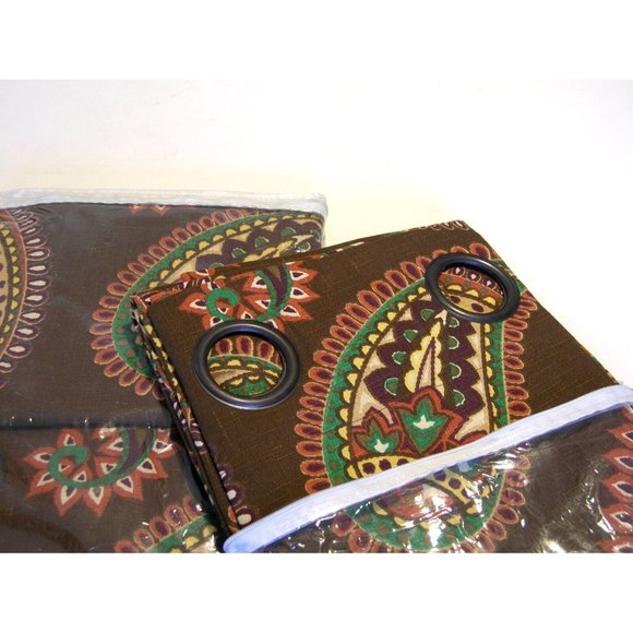 Moroccan Paisley Curtain Panels Split P Grommet Top 56" x 84" New One Pair - Picture 2 of 5